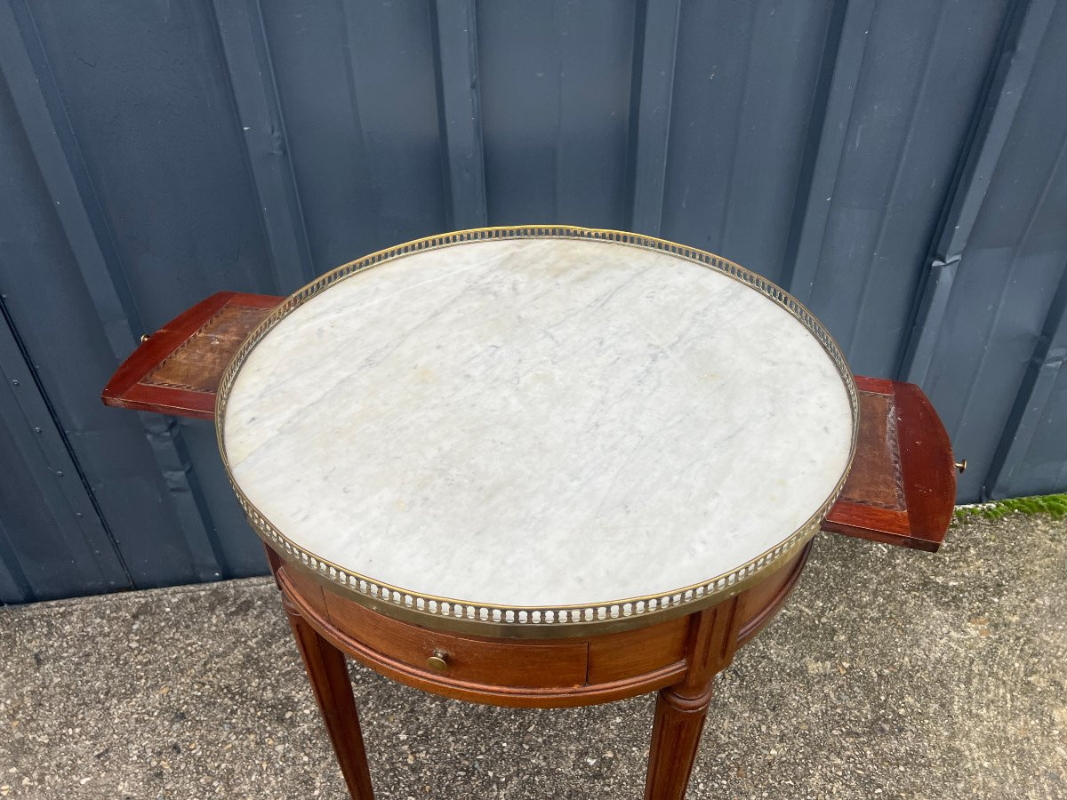 Bouillotte Table, Mahogany, Marble Top, Louis XVI Style-photo-1