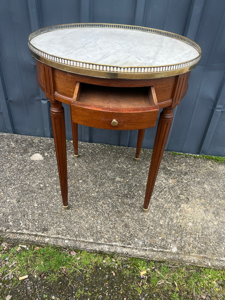 Bouillotte Table, Mahogany, Marble Top, Louis XVI Style-photo-3