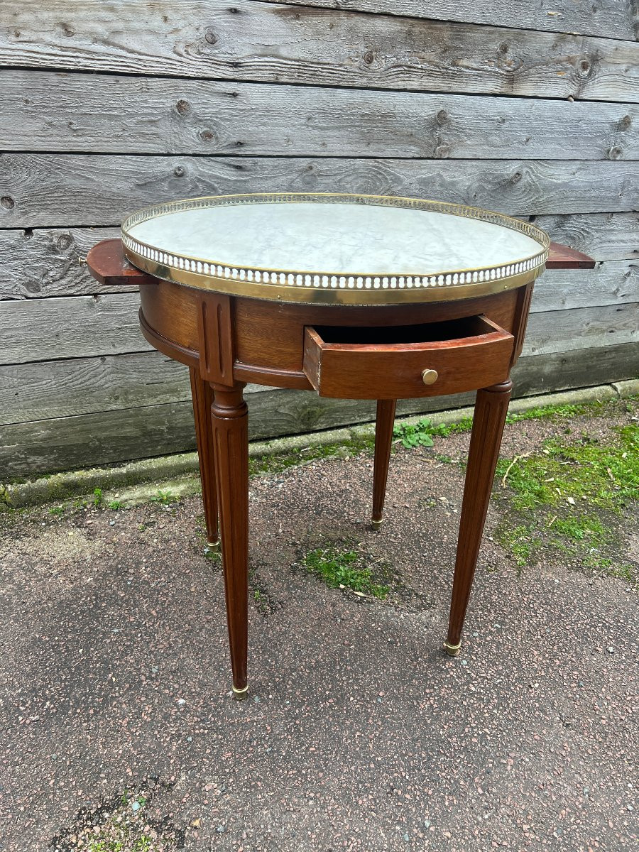 Bouillotte Table, Mahogany, Marble Top, Louis XVI Style-photo-5