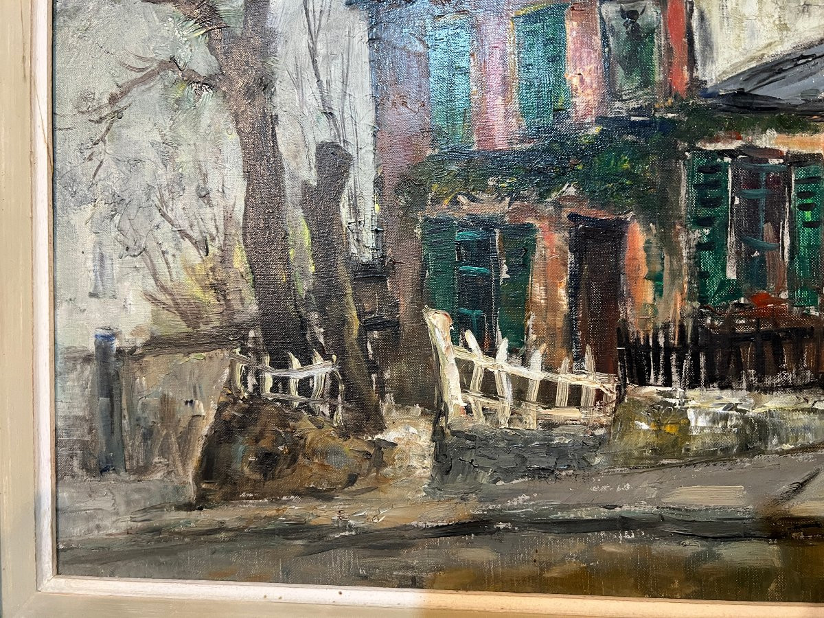 Painting, Cabaret Du Lapin Agile, Old Montmartre, Signed Masson-photo-2