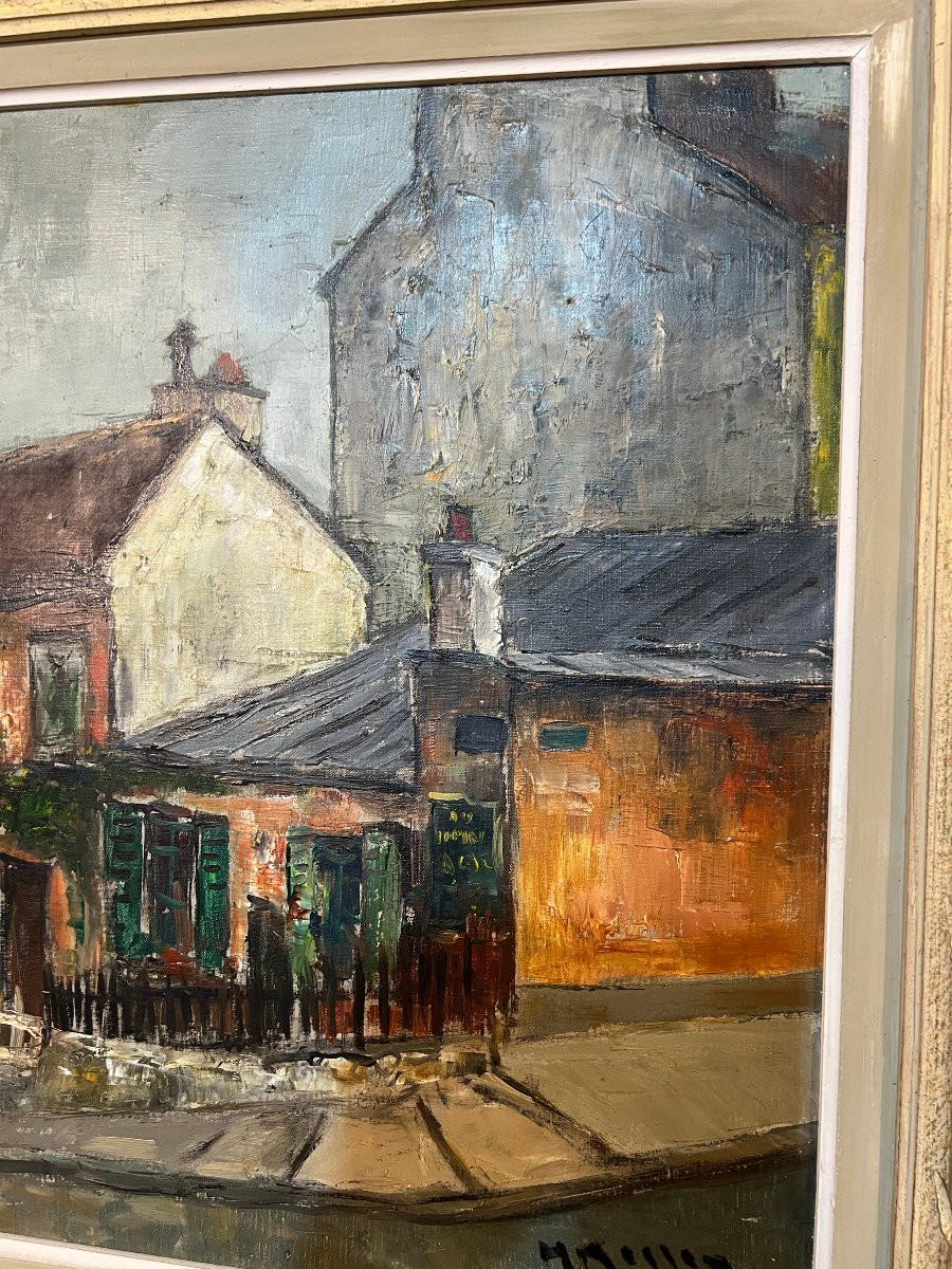 Painting, Cabaret Du Lapin Agile, Old Montmartre, Signed Masson-photo-3