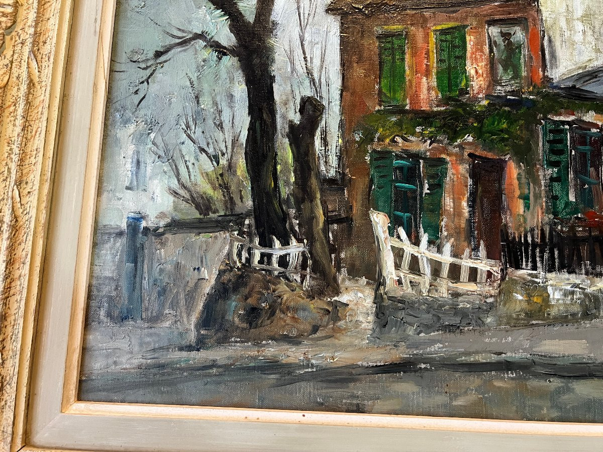 Painting, Cabaret Du Lapin Agile, Old Montmartre, Signed Masson-photo-3