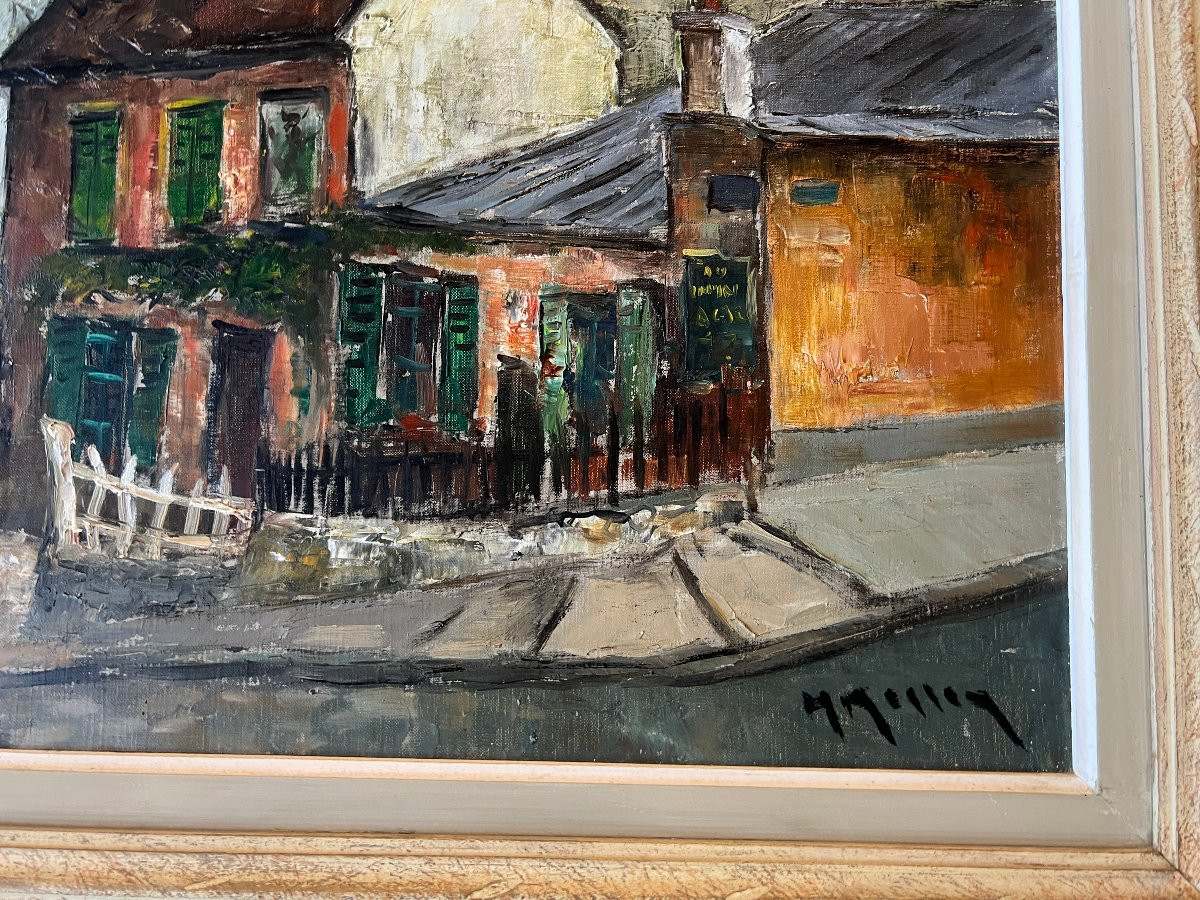 Painting, Cabaret Du Lapin Agile, Old Montmartre, Signed Masson-photo-5