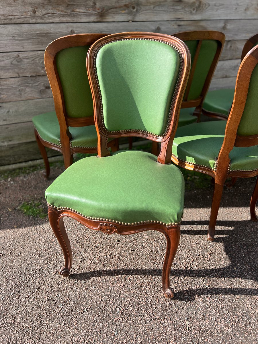 6 chaises au modèle , de style louis XV , bois naturel, teinté noyer-photo-2
