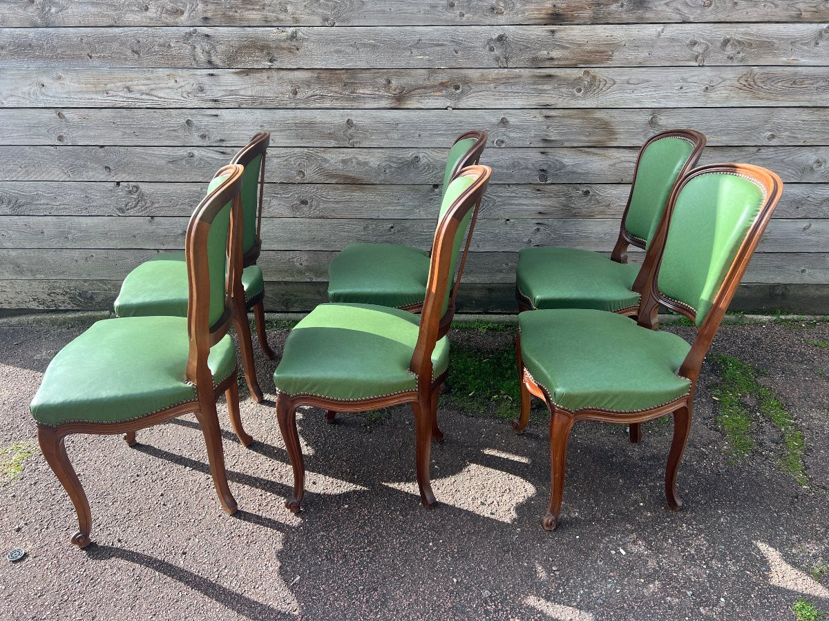 6 chaises au modèle , de style louis XV , bois naturel, teinté noyer-photo-3