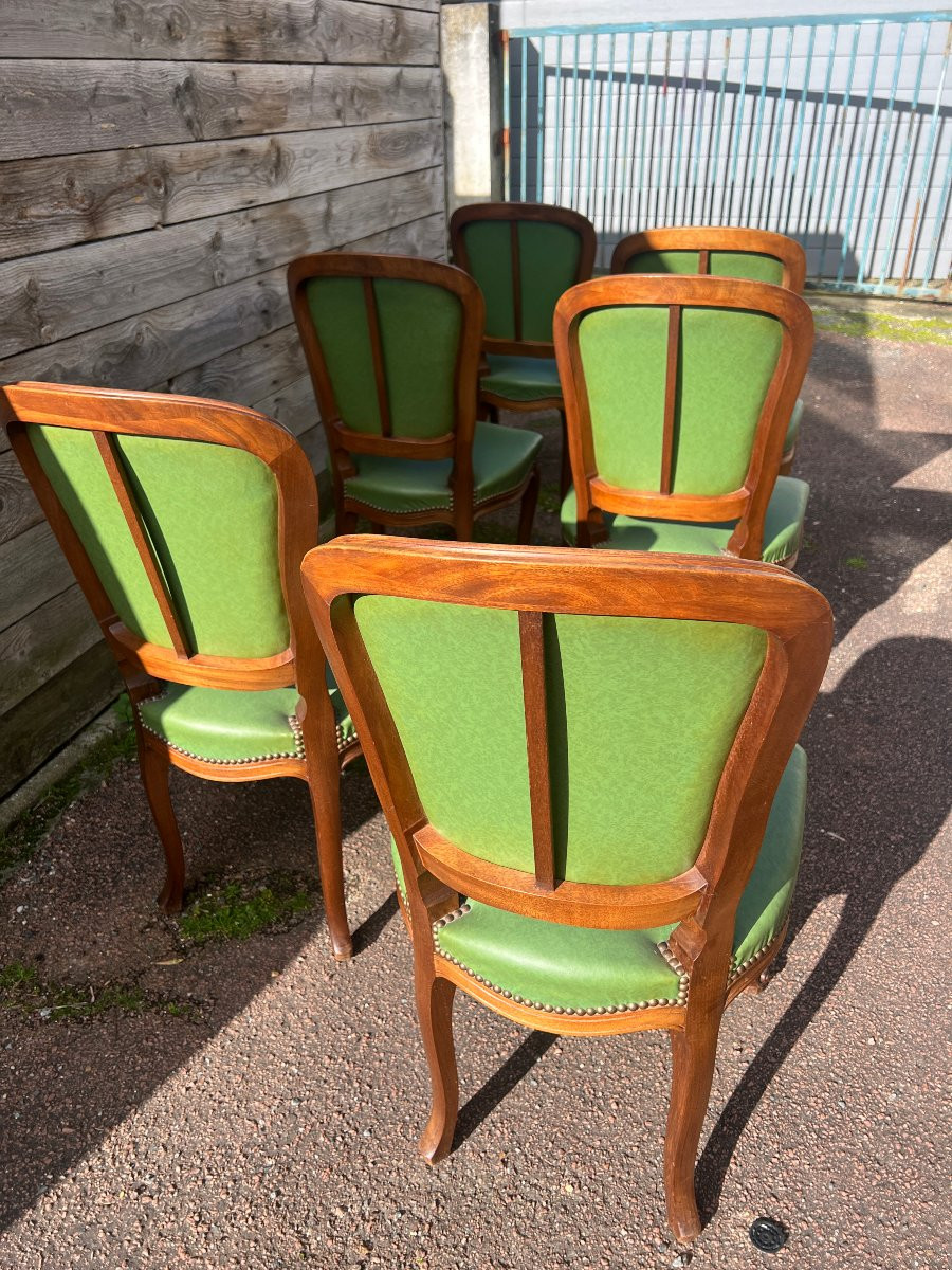 6 chaises au modèle , de style louis XV , bois naturel, teinté noyer-photo-4