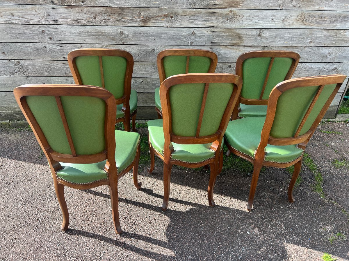 6 chaises au modèle , de style louis XV , bois naturel, teinté noyer-photo-6