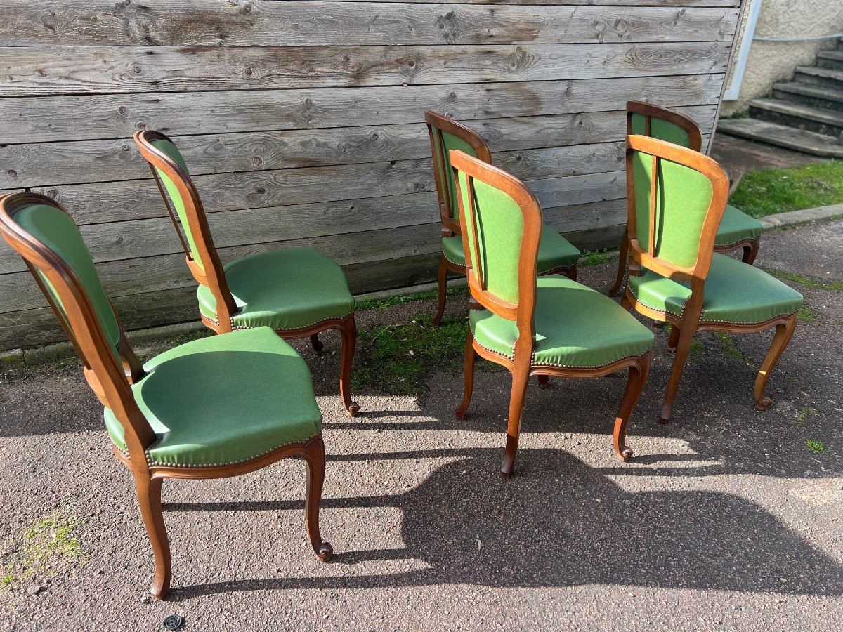 6 chaises au modèle , de style louis XV , bois naturel, teinté noyer-photo-7