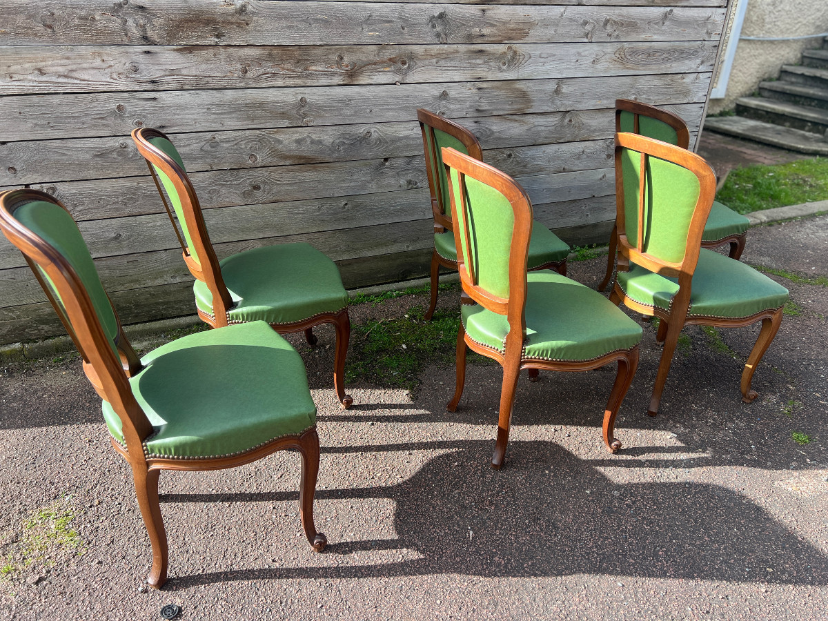 6 chaises au modèle , de style louis XV , bois naturel, teinté noyer-photo-8