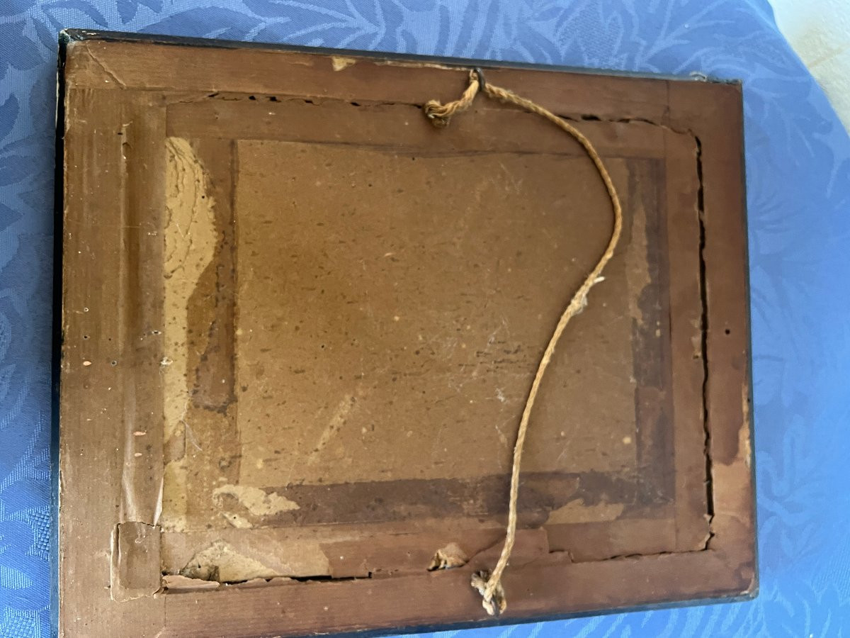 Tableau Gouache Paysage Aux Ruines, animé de personnages.-photo-7