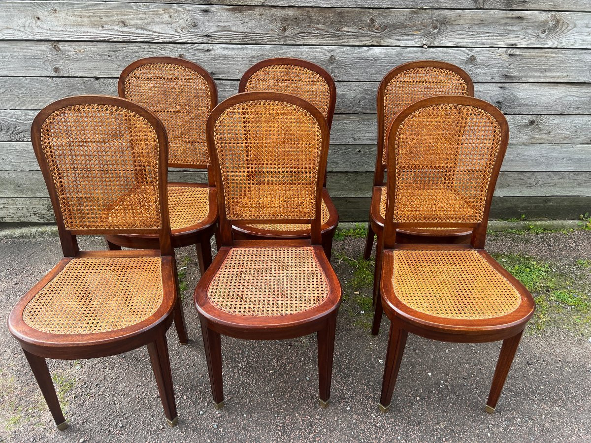 Six Chaises cannées en acajou , Style néo-Classique -photo-5