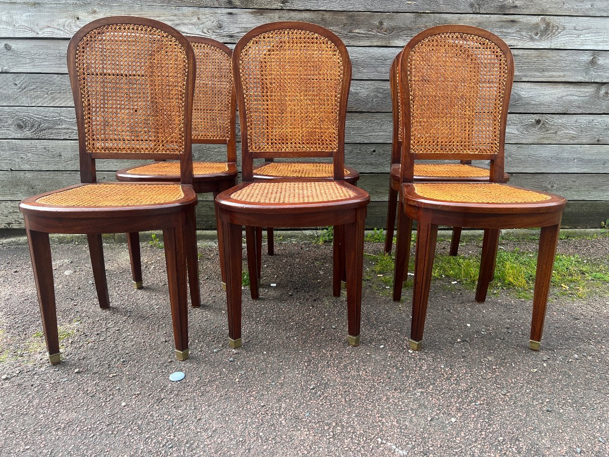 Six Chaises cannées en acajou , Style néo-Classique -photo-8