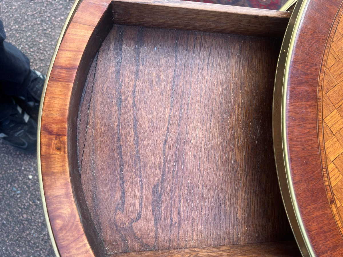 Inlaid Hot-water Bottle Table, Directoire Style, 19th Century-photo-4