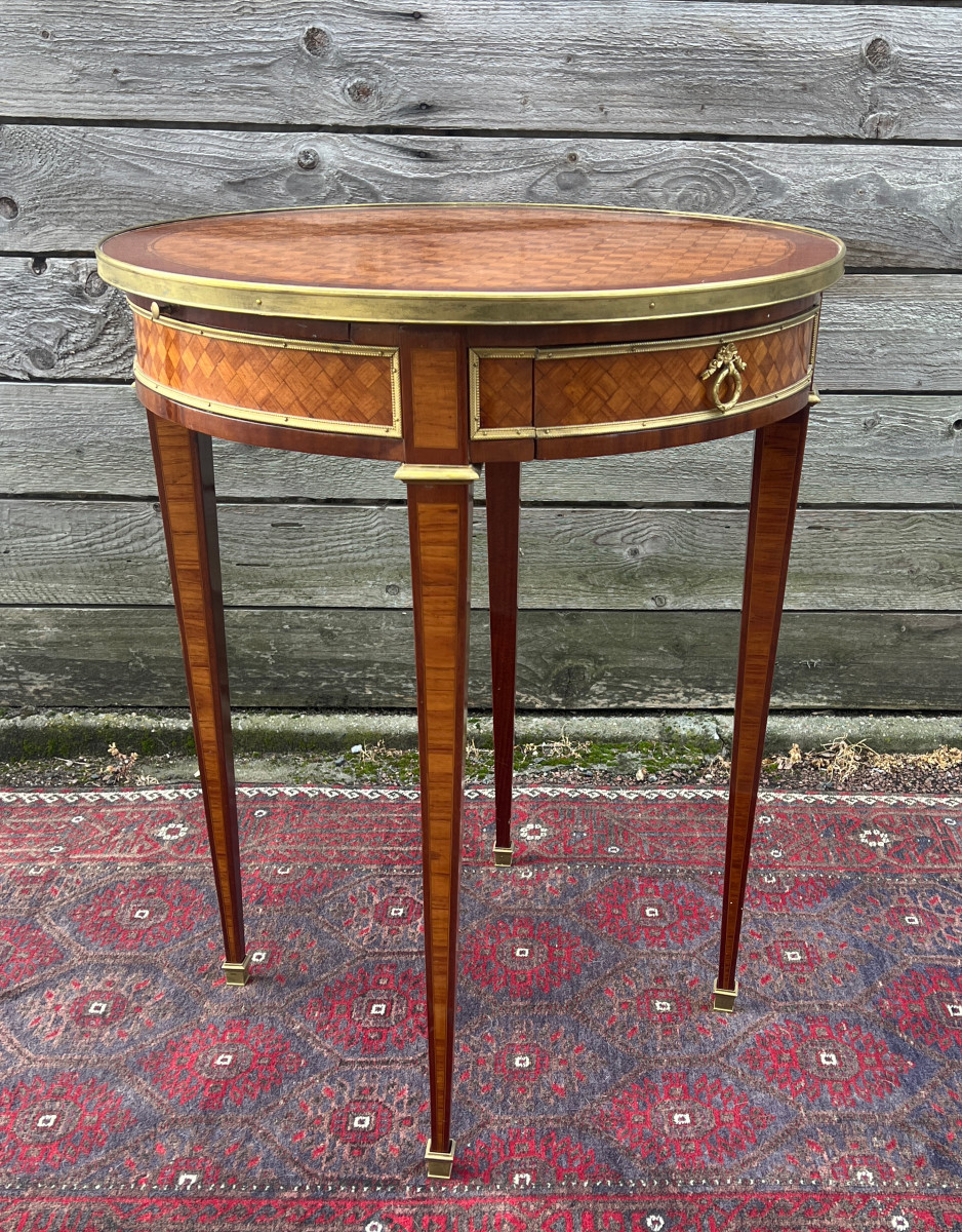 Inlaid Hot-water Bottle Table, Directoire Style, 19th Century