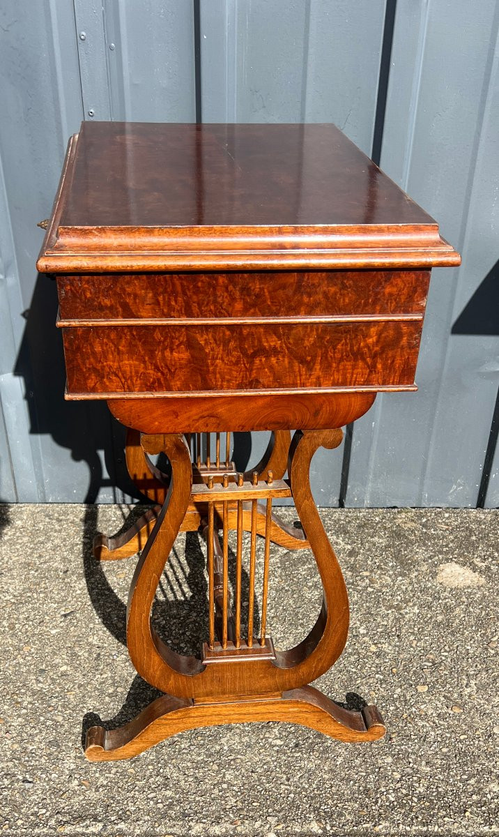 Mahogany Book Table, Lyre Model, Napoleon III Period-photo-1