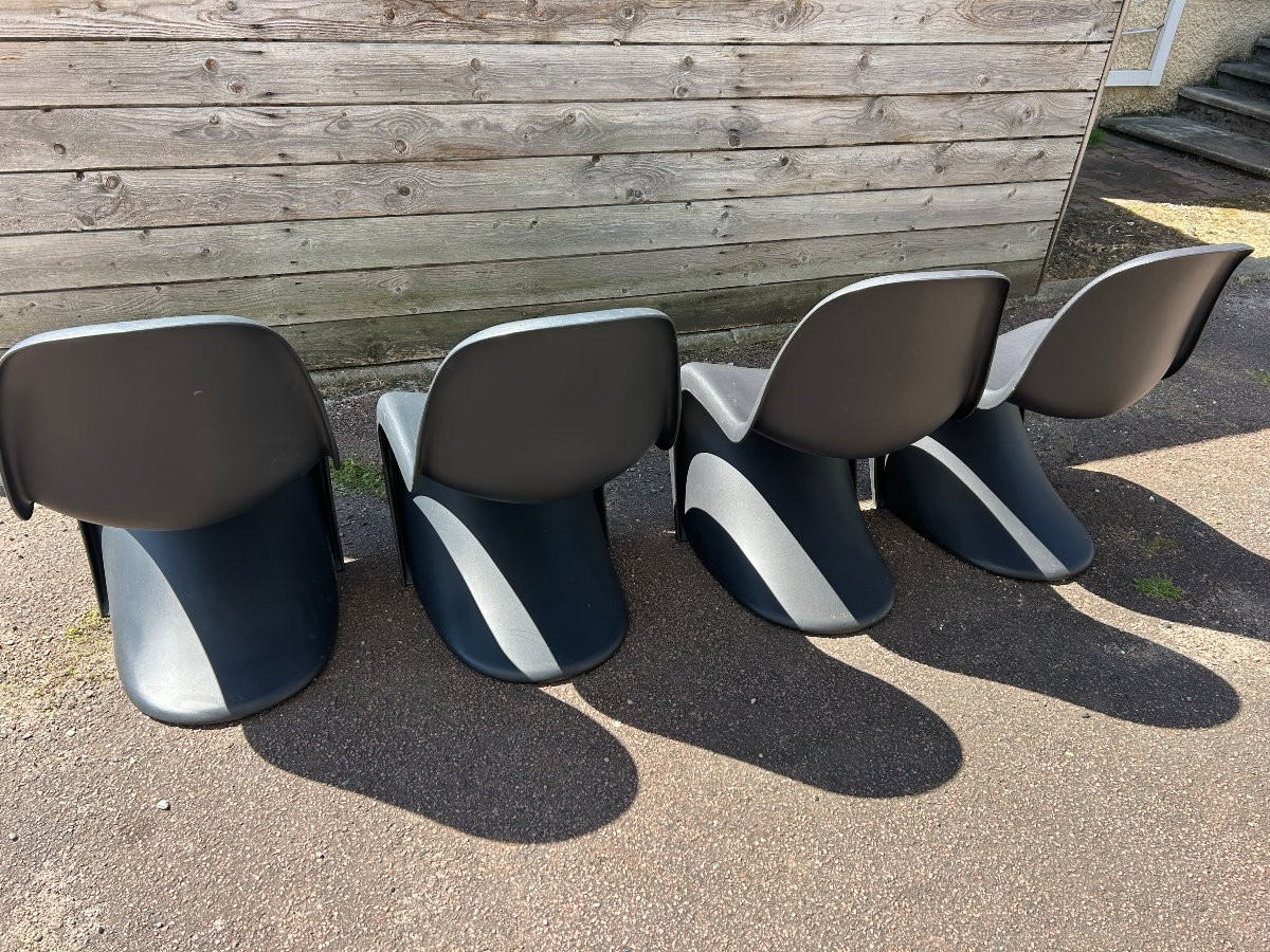 Série de 4 chaises Verner Panton Vitra noires-photo-4