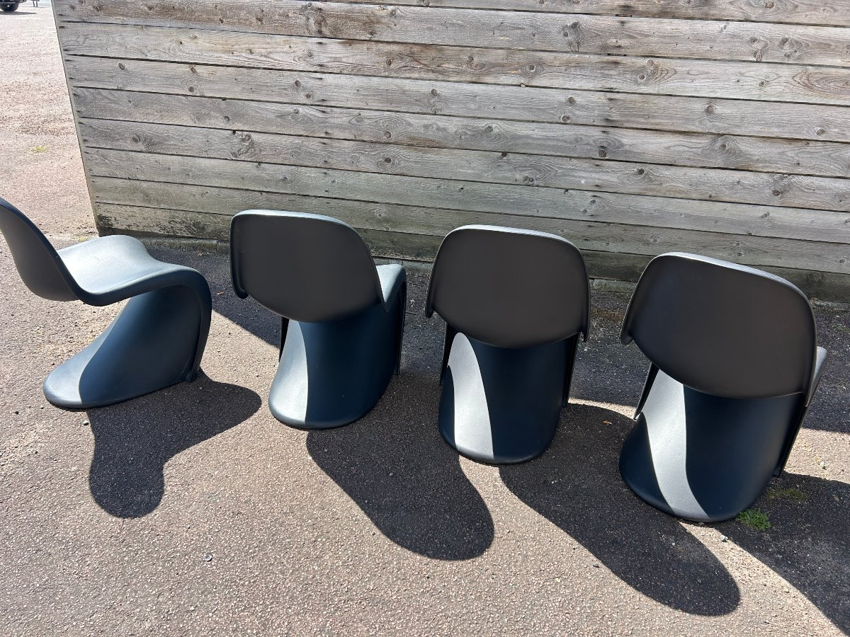 Série de 4 chaises Verner Panton Vitra noires-photo-5
