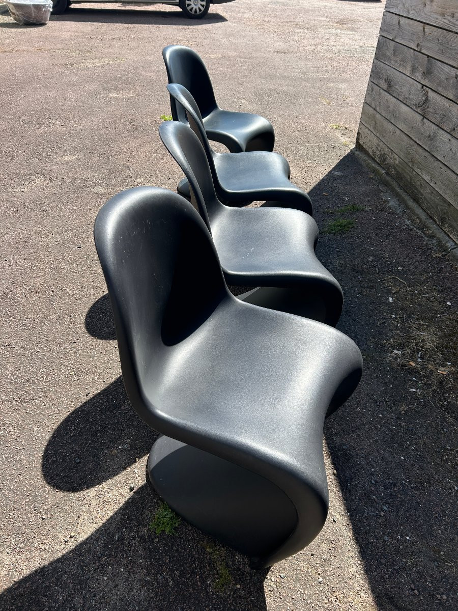 Série de 4 chaises Verner Panton Vitra noires-photo-6