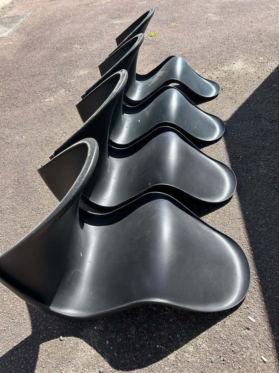 Série de 4 chaises Verner Panton Vitra noires-photo-7
