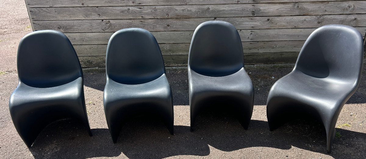 Série de 4 chaises Verner Panton Vitra noires