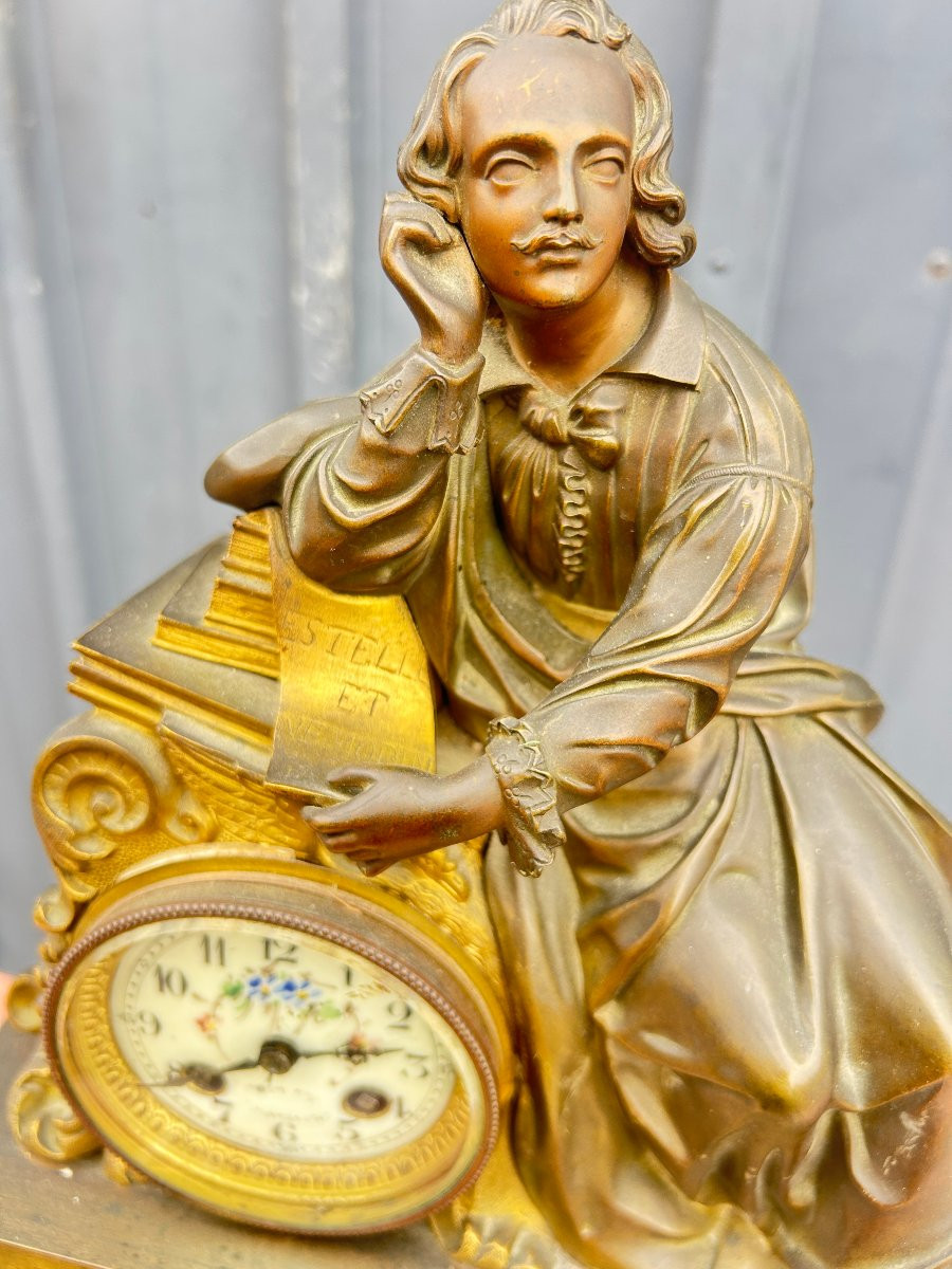 Pendule en bronze à l'écrivain , Epoque Louis Philippe-photo-2