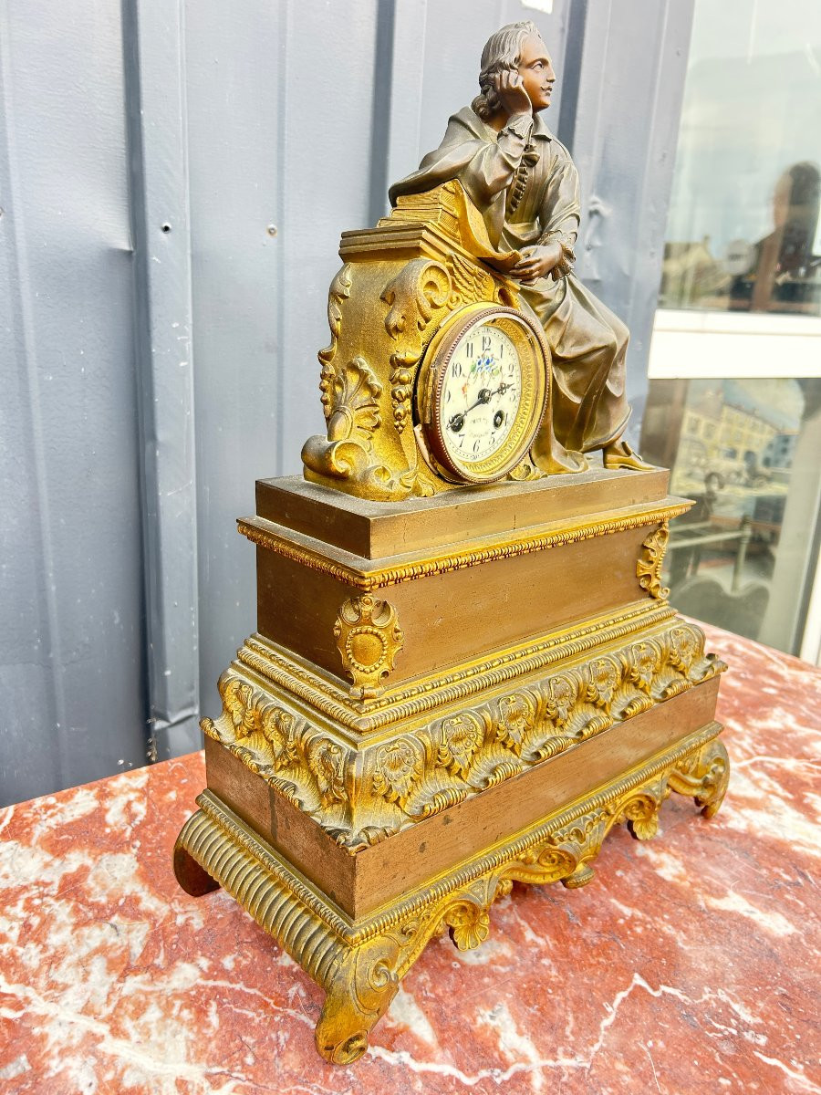 Pendule en bronze à l'écrivain , Epoque Louis Philippe-photo-3
