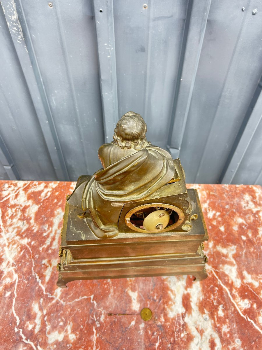 Pendule en bronze à l'écrivain , Epoque Louis Philippe-photo-6