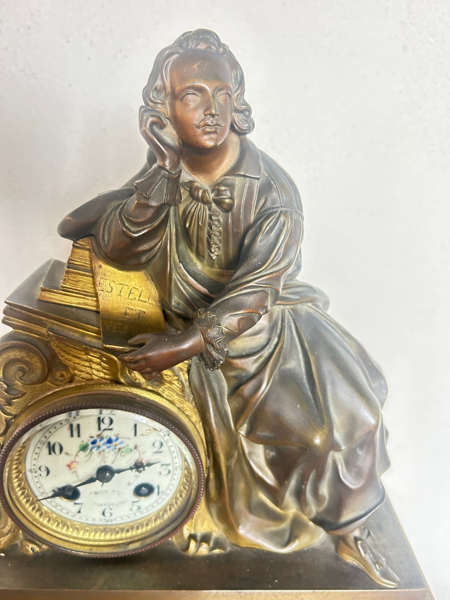 Bronze Writer's Clock, Louis Philippe Period-photo-7