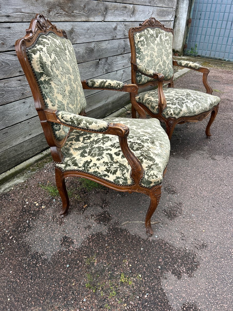Pair Of Louis XV Style Armchairs, Queen Backrest-photo-4