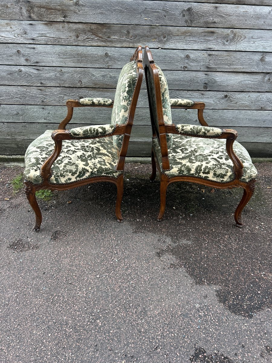 Pair Of Louis XV Style Armchairs, Queen Backrest-photo-5