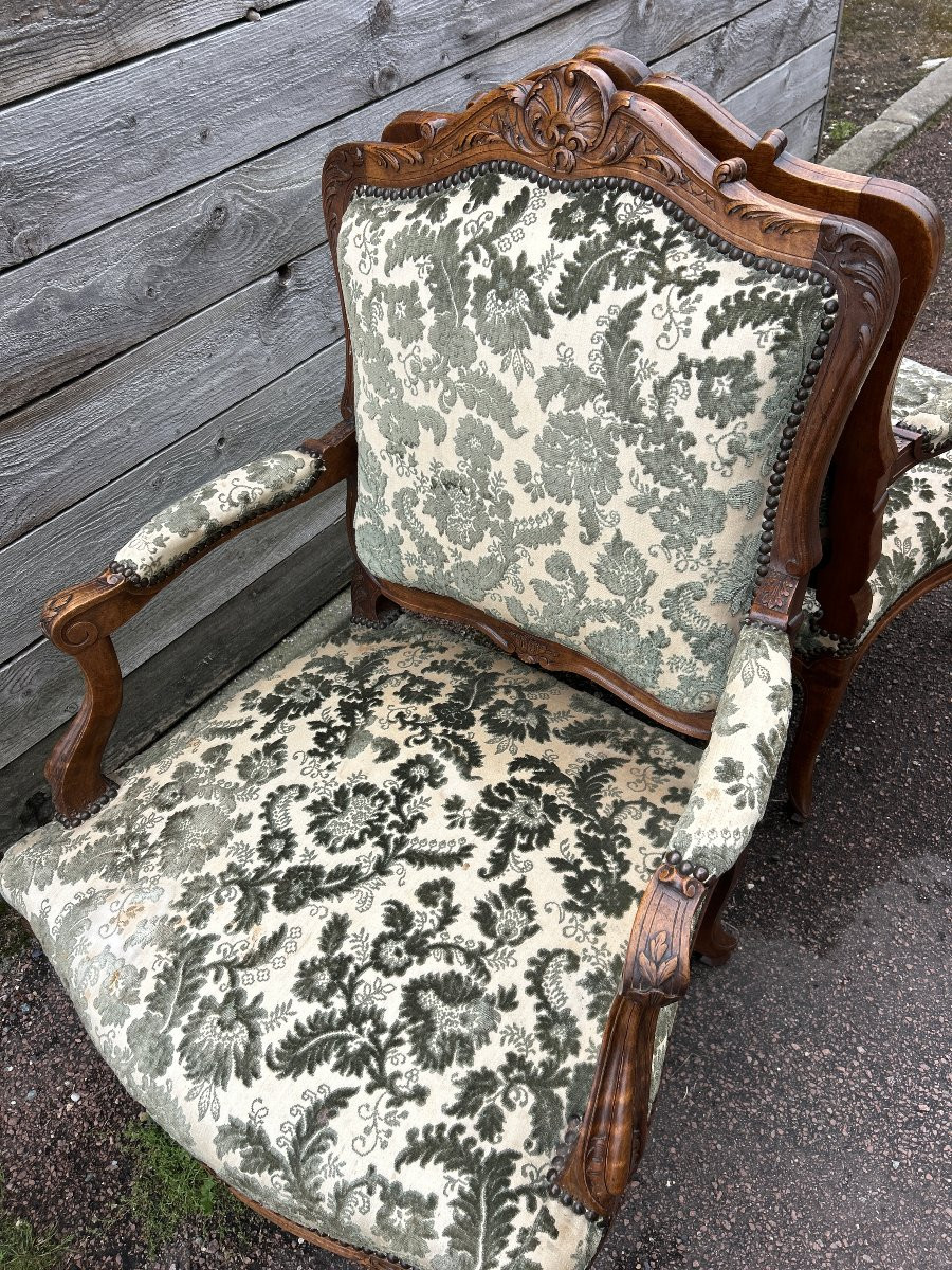 Pair Of Louis XV Style Armchairs, Queen Backrest-photo-6
