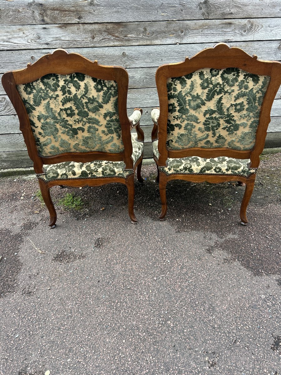 Pair Of Louis XV Style Armchairs, Queen Backrest-photo-7