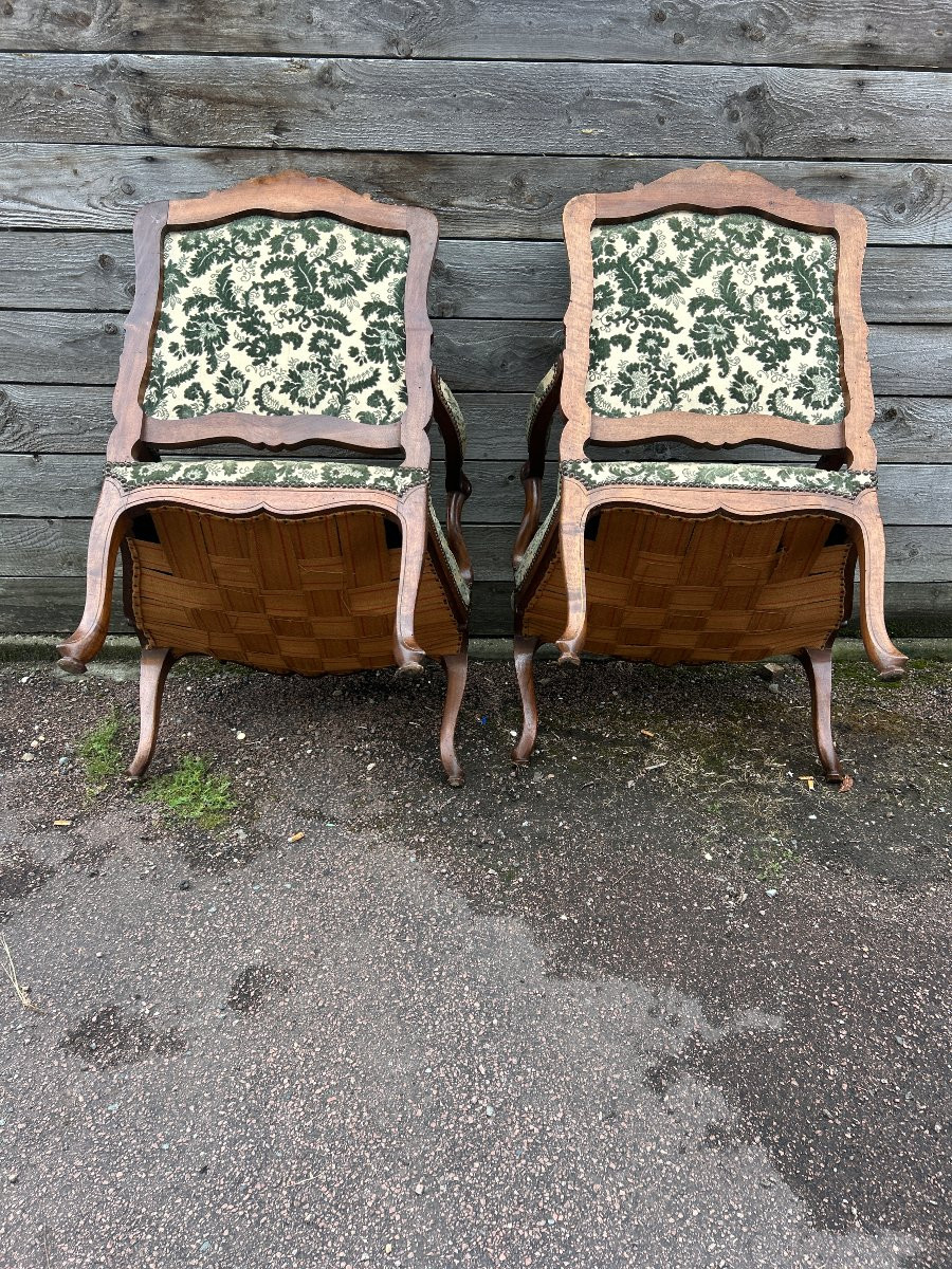 Pair Of Louis XV Style Armchairs, Queen Backrest-photo-8