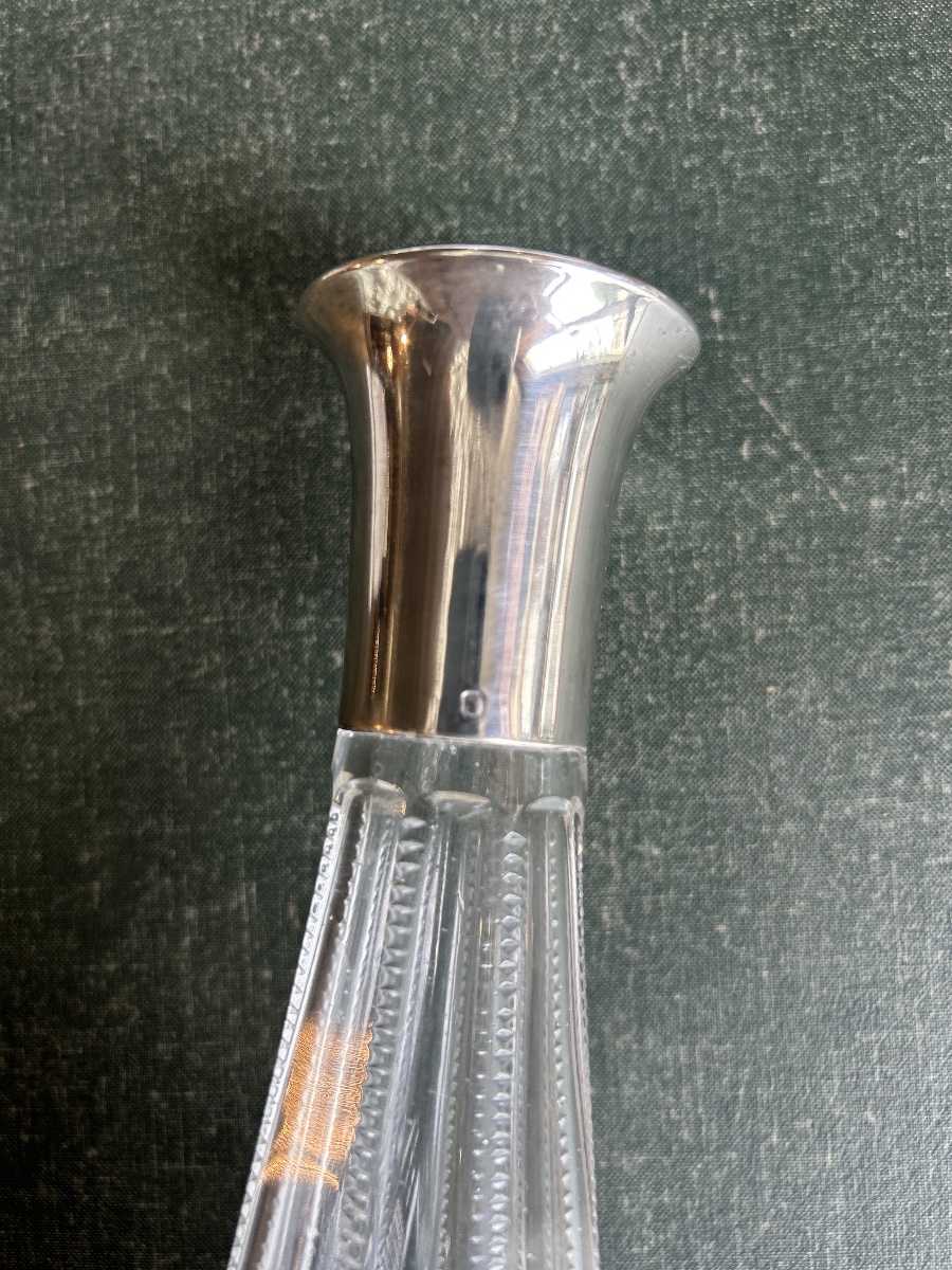   Cut Crystal White Wine Decanter, Silver Frame-photo-2