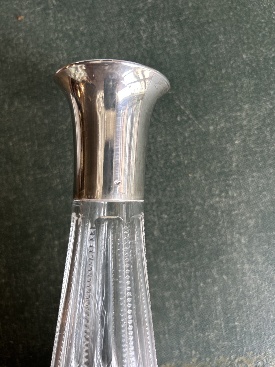   Cut Crystal White Wine Decanter, Silver Frame-photo-3