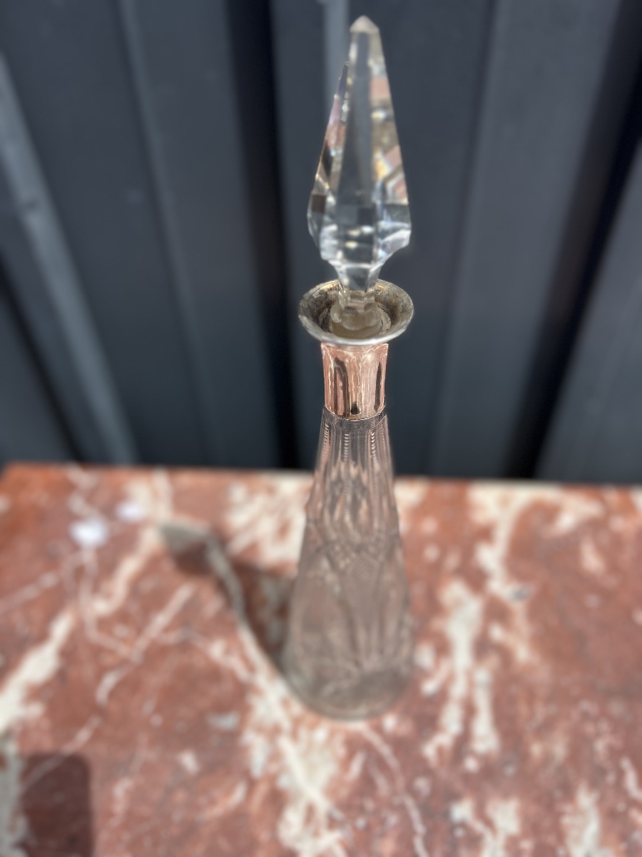   Cut Crystal White Wine Decanter, Silver Frame-photo-4