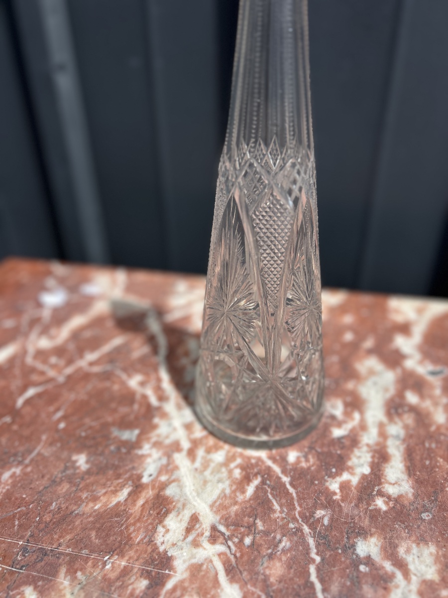   Cut Crystal White Wine Decanter, Silver Frame-photo-5