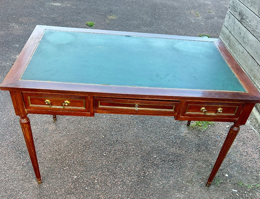 Louis XVI Style Flat Desk In Mahogany-photo-3