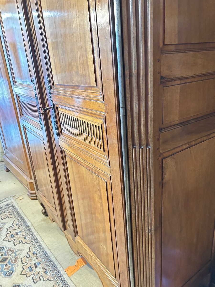 Transitional Louis XV- Louis XVI Style Walnut Cabinet, Early 19th Century-photo-1
