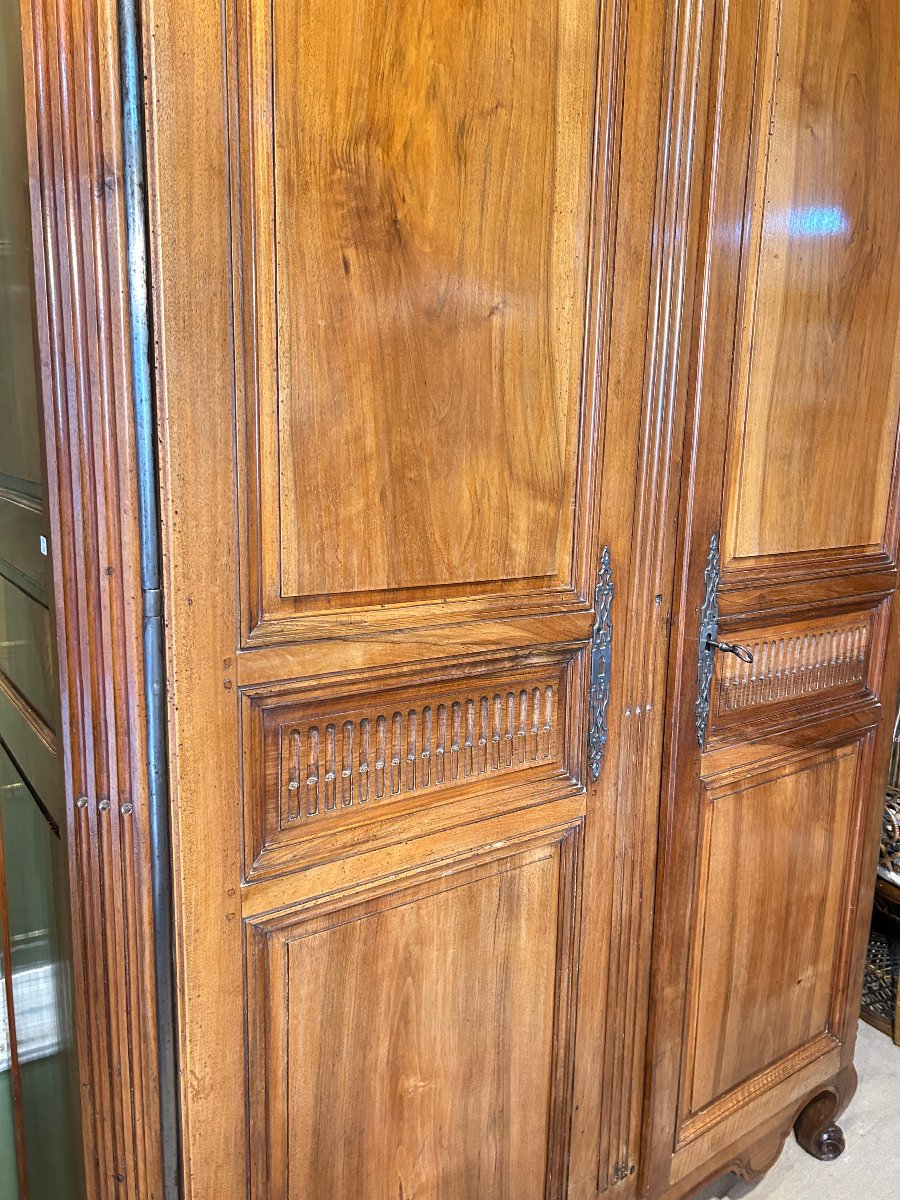 Transitional Louis XV- Louis XVI Style Walnut Cabinet, Early 19th Century-photo-2
