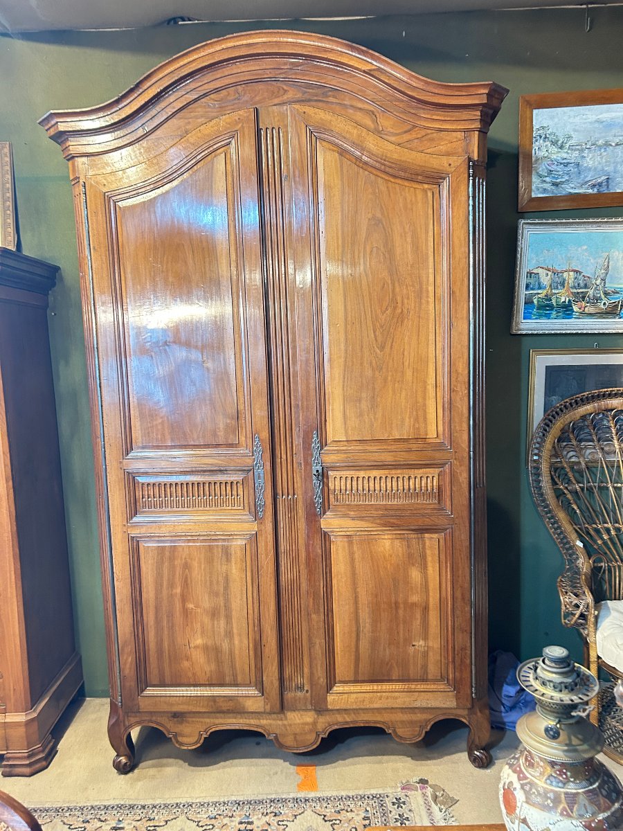 Transitional Louis XV- Louis XVI Style Walnut Cabinet, Early 19th Century