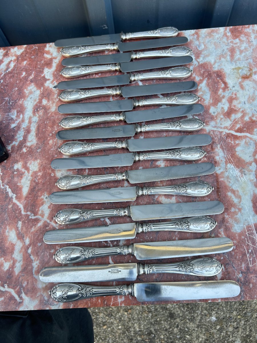 18 L XVI-style Knives—napoleon III Era, With Solid Silver Handles-photo-3