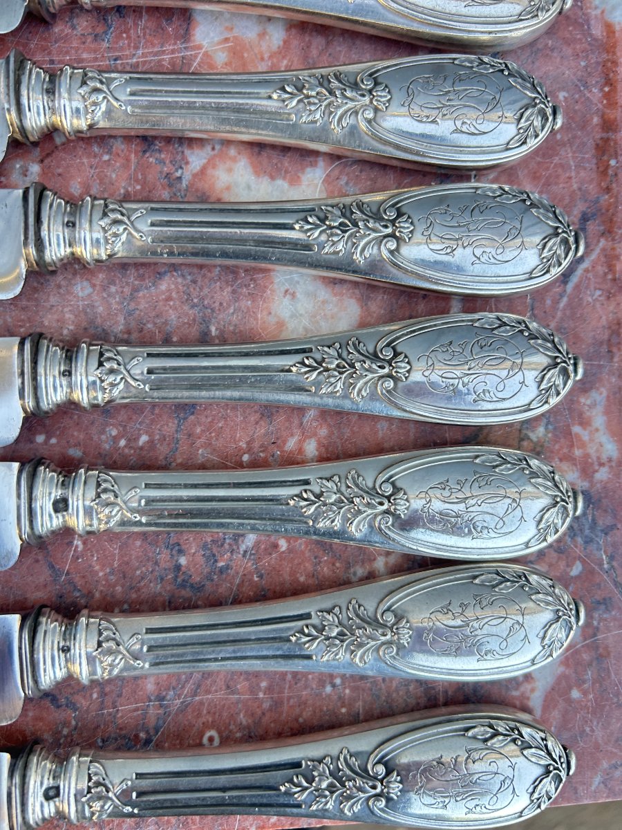 18 L XVI-style Knives—napoleon III Era, With Solid Silver Handles-photo-1