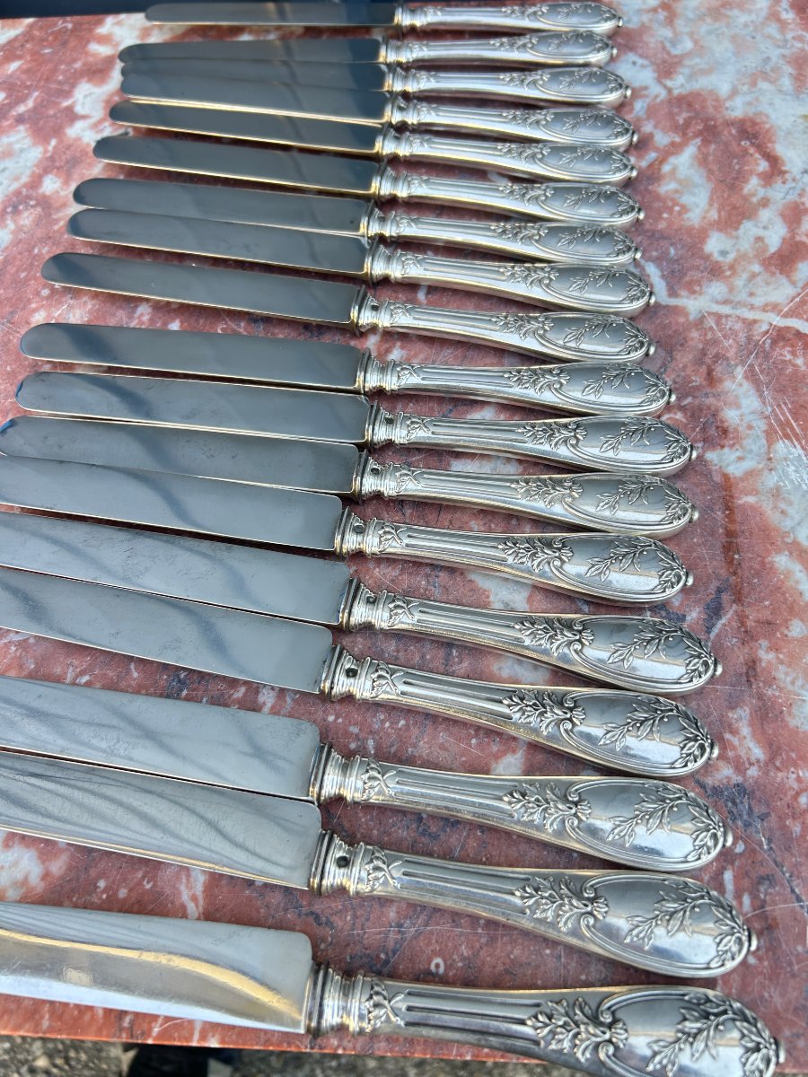 18 L XVI-style Knives—napoleon III Era, With Solid Silver Handles-photo-7