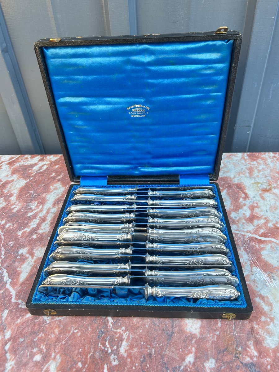 18 L XVI-style Knives—napoleon III Era, With Solid Silver Handles