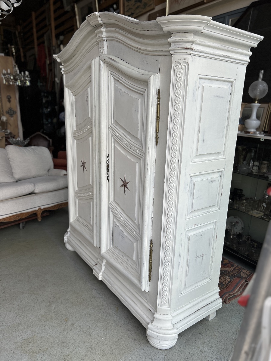 Armoire alsacienne style Louis XIV peinte aux étoiles -photo-2