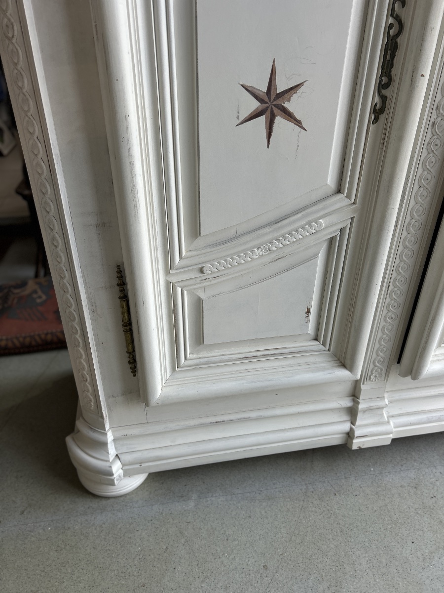 Armoire alsacienne style Louis XIV peinte aux étoiles -photo-4