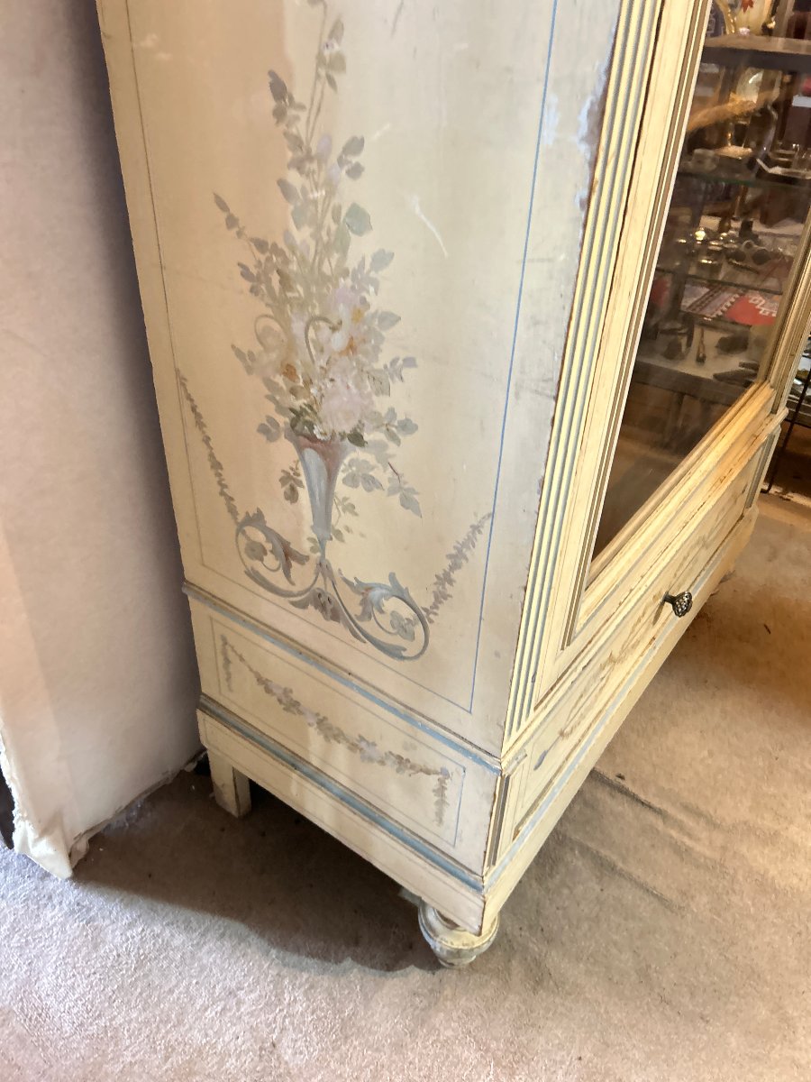 Glass-fronted Chest Of Drawers, Painted, Directoire-style Decoration-photo-4