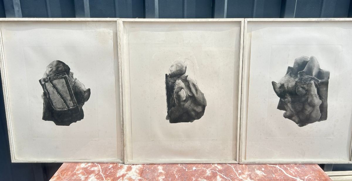 Christian Fossier .Série de 6 lithographies encadrées.Empaquetages-photo-2