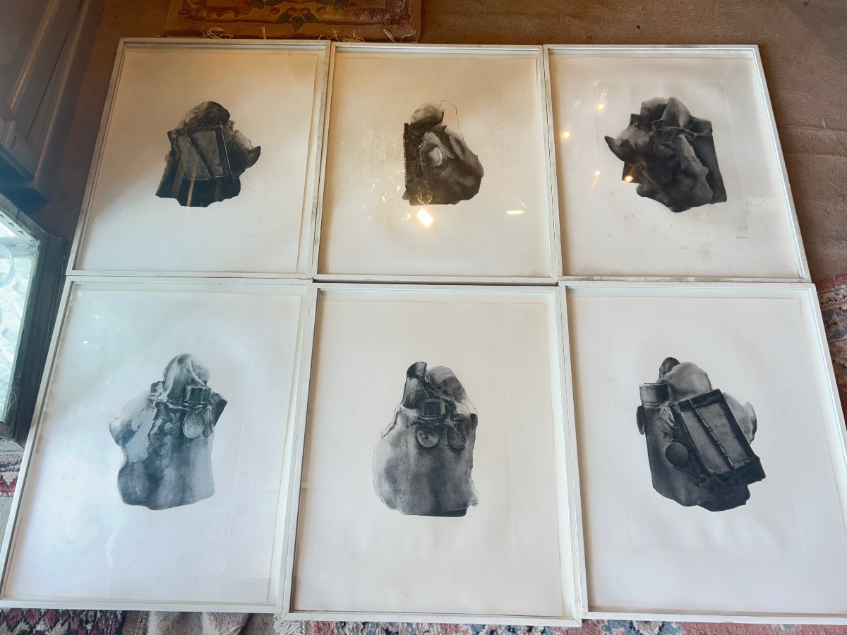 Christian Fossier .Série de 6 lithographies encadrées.Empaquetages